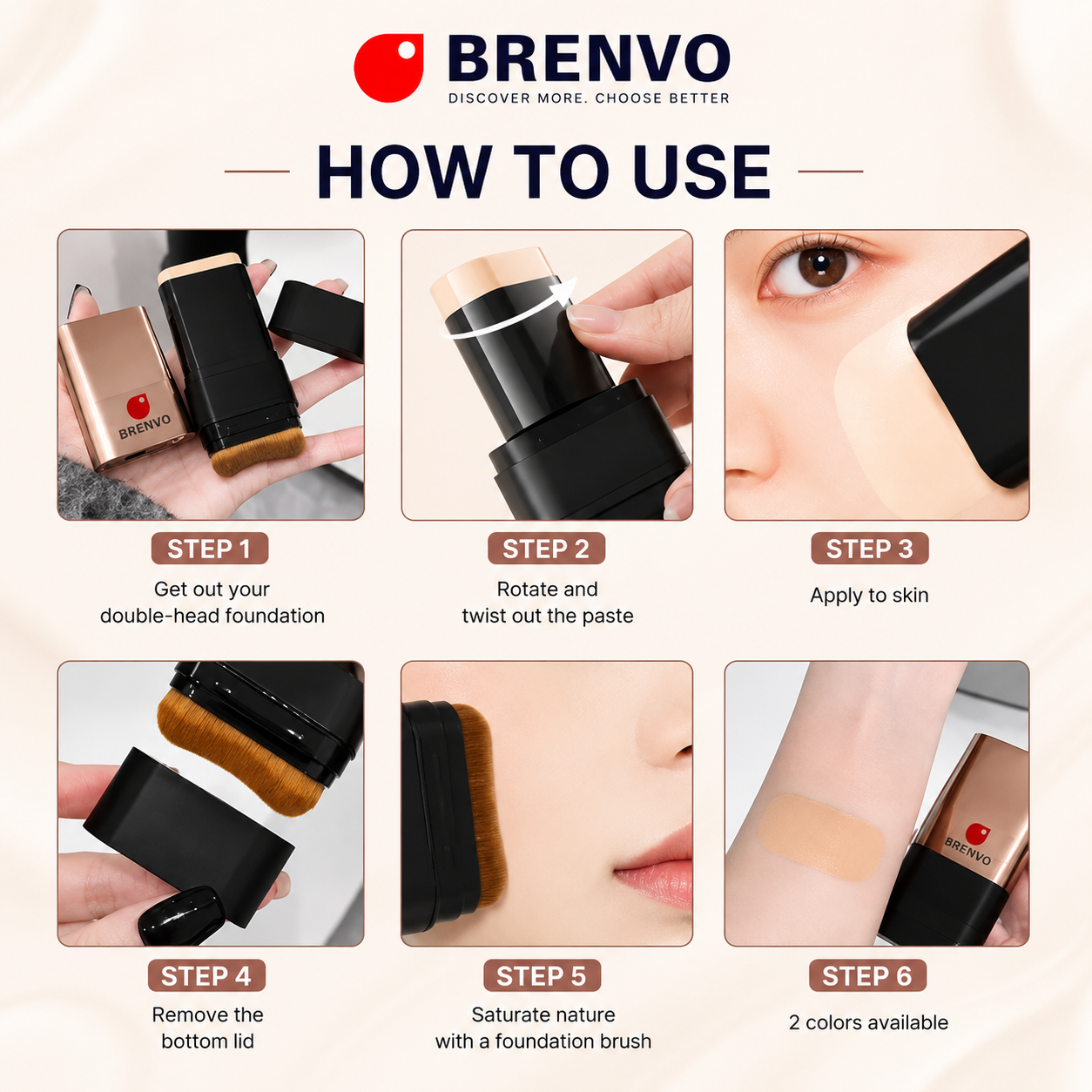 BRENVO Korean GlowStick™ 2-in-1 Glass Skin Foundation