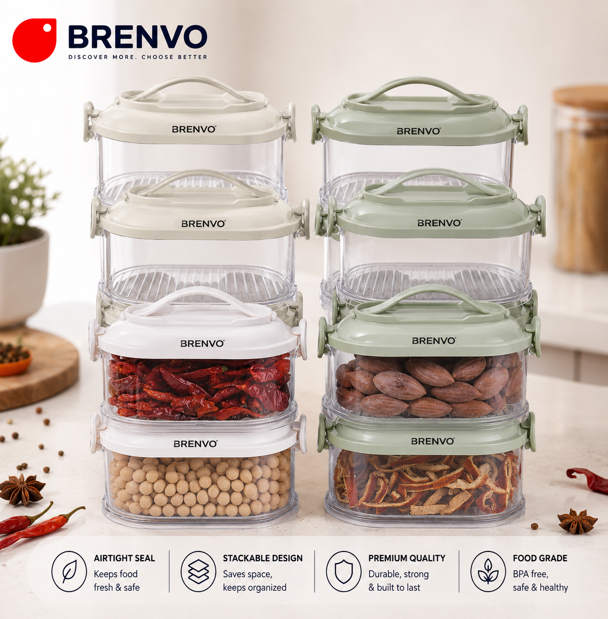 BRENVO SpiceVault™ Kitchen Storage Container