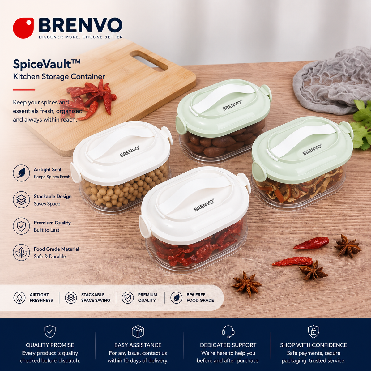 BRENVO SpiceVault™ Kitchen Storage Container