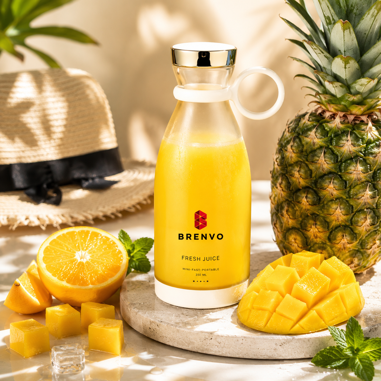 BRENVO® BlendGo Portable Mini Blender Bottle | USB Rechargeable Personal Juicer
