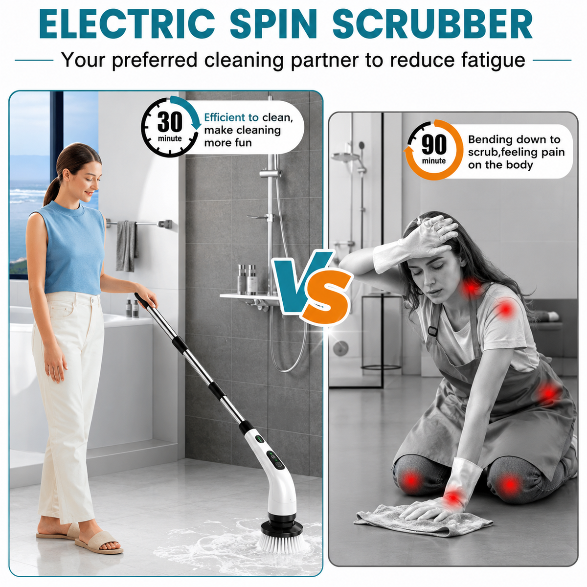 Electric Spin Scrubber – Rechargeable Cordless Cleaning Brush