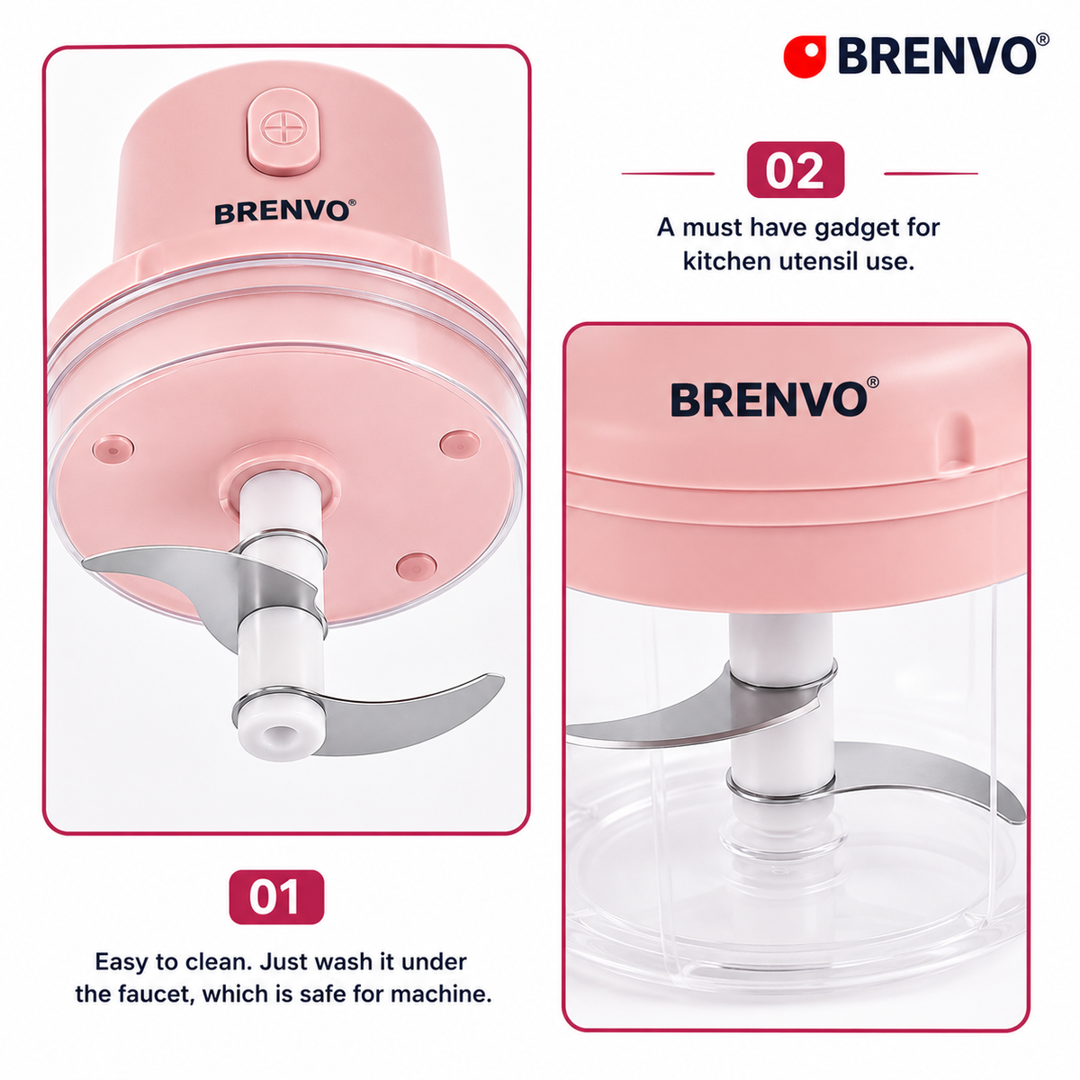 BRENVO QuickPrep™ Portable USB Rechargeable Food Chopper