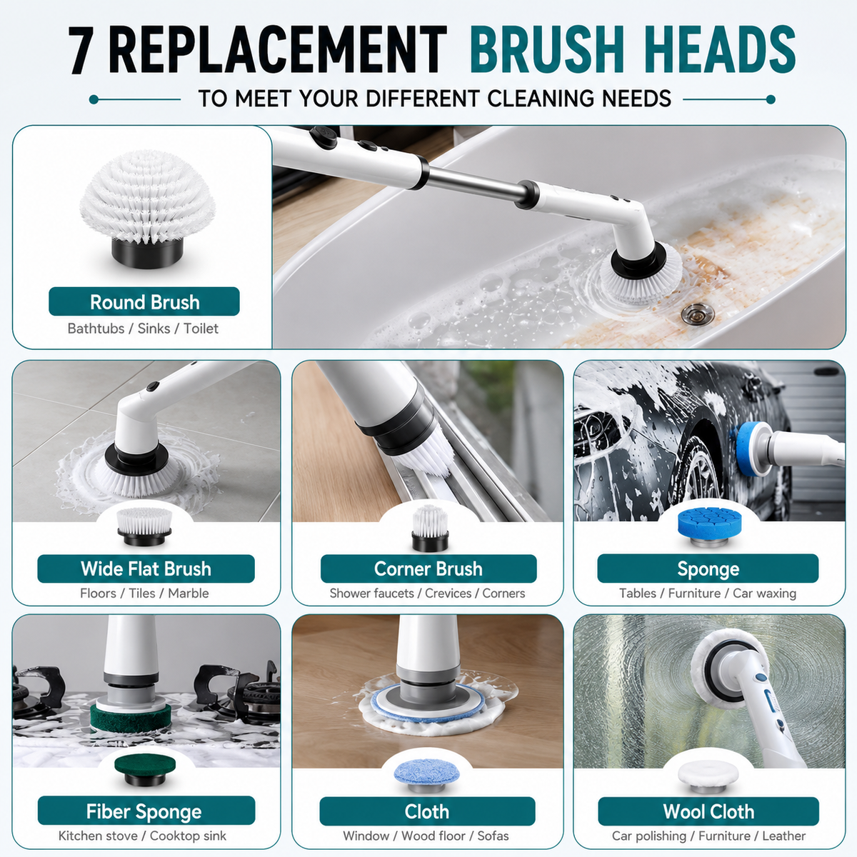 Electric Spin Scrubber – Rechargeable Cordless Cleaning Brush