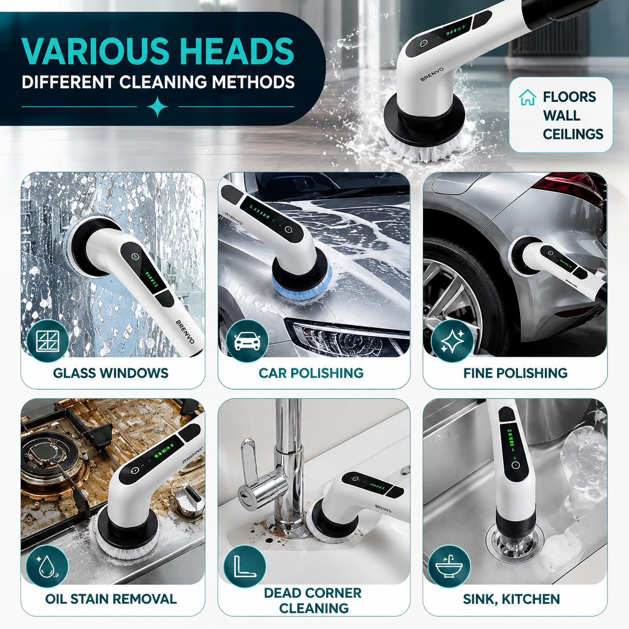 Electric Spin Scrubber – Rechargeable Cordless Cleaning Brush
