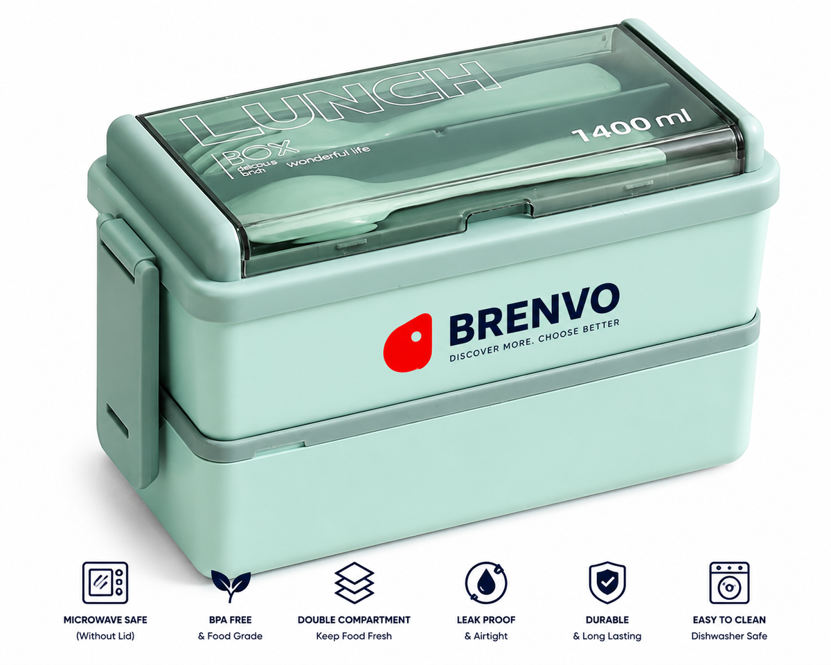BRENVO FreshBox – Microwave Oven Double Compartment Lunch Box