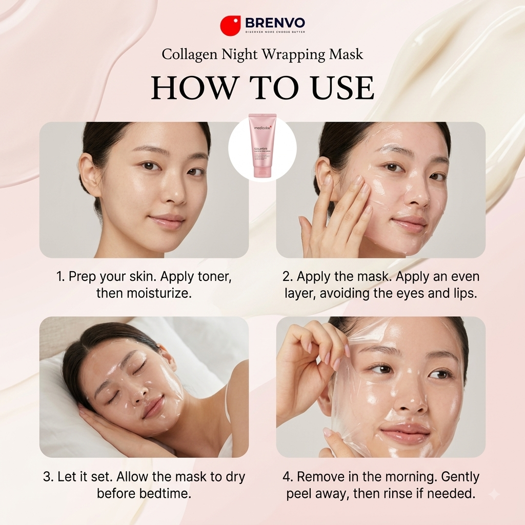 MEDICUBE Collagen Night Wrapping Mask | Overnight Glass Glow Peel-Off Mask (1 Pack)