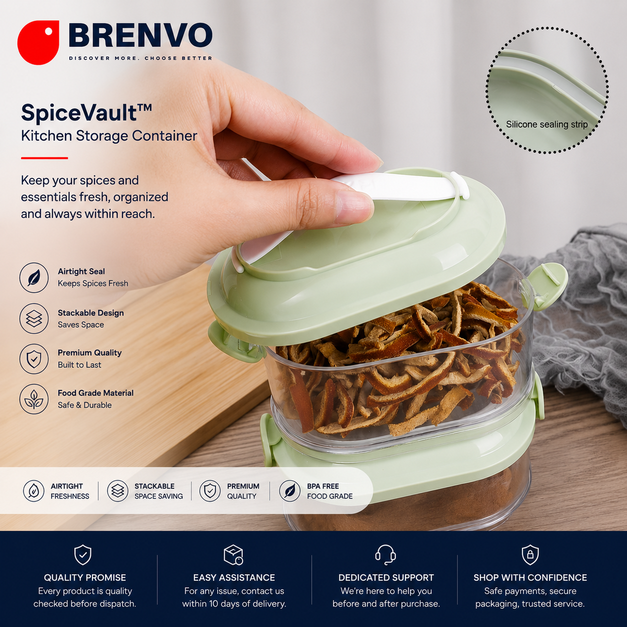 BRENVO SpiceVault™ Kitchen Storage Container