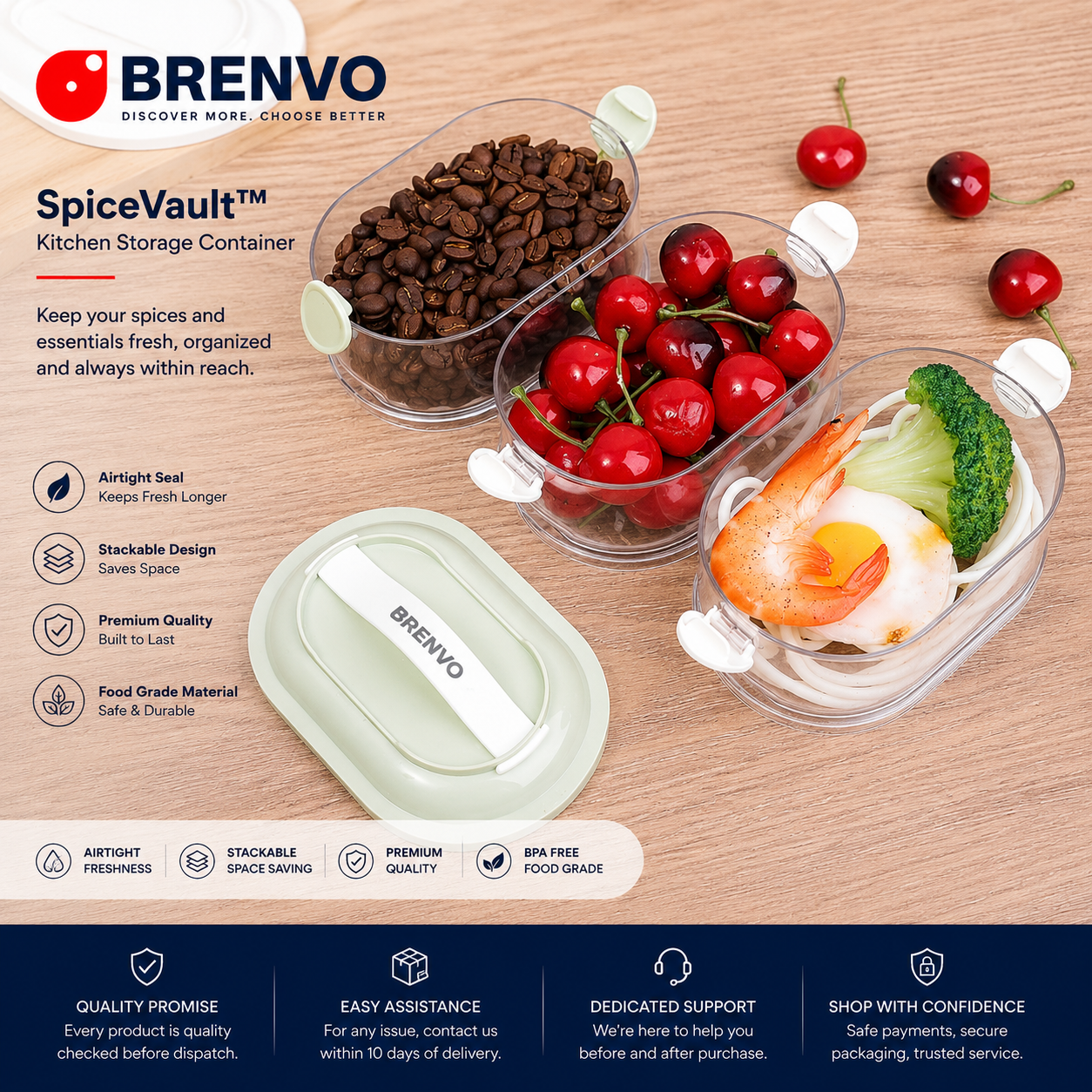 BRENVO SpiceVault™ Kitchen Storage Container